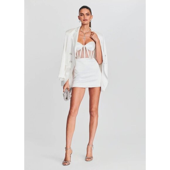 retrofete Ludlow Strapless Corset Mini Dress White Womens Size XS - Picture 2 of 13